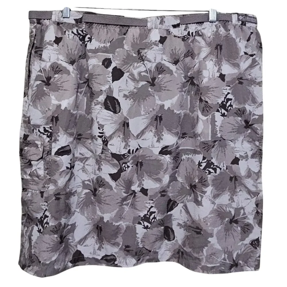 Columbia Floral Skirt with Belt Women's Plus Size 2X Gray Hiking Athleisure